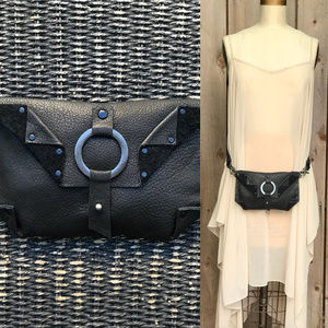 Black Lamba Leather Fanny Pack